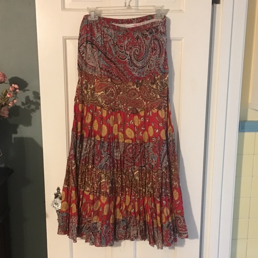 Long Red/ multi color skirt